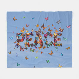PEACE Blue Sky Butterflies | Motivational Hope Joy Fleecedecke