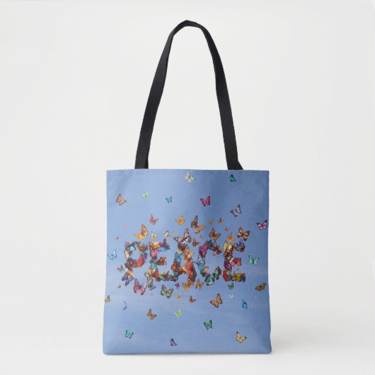 PEACE Blue Sky Butterflies | Motivational Hope Joy Tasche (Vorderseite)