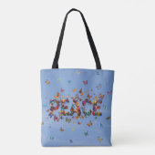PEACE Blue Sky Butterflies | Motivational Hope Joy Tasche (Rückseite)