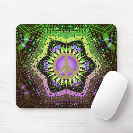 Peace Blume Power Lila+Green Mousepad (Mit Mouse)