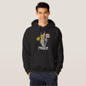 Peace Blume und Skelett Hand Peace Sign Retro B Hoodie (Vorne ganz)
