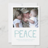 Peace Bold Typografy Blue Foto Holiday Card Einladung (Vorderseite)