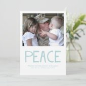 Peace Bold Typografy Blue Foto Holiday Card Einladung (Stehend Vorderseite)