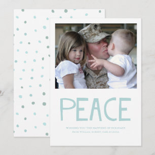 Peace Bold Typografy Blue Foto Holiday Card Einladung