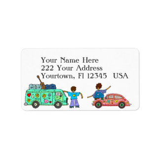 Peace Bus Retro Address Label Adressaufkleber