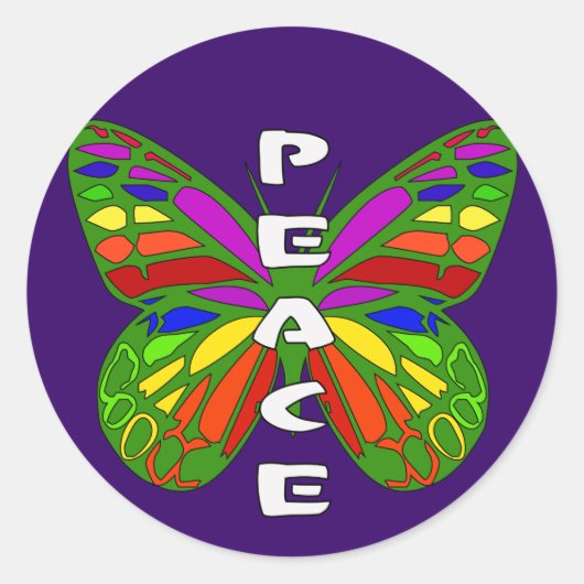 Peace Butterfly Runder Aufkleber (Vorderseite)