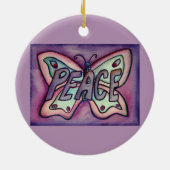 Peace Butterfly Word Kunstschatz Vernissage Keramik Ornament (Hinten)