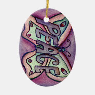 Peace Butterfly Word Kunstschatz Vernissage Keramikornament