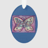 Peace Butterfly Word Kunstschatz Vernissage Ornament (Rückseite)