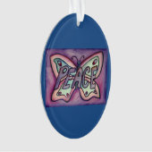 Peace Butterfly Word Kunstschatz Vernissage Ornament (Vorderseite)