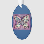 Peace Butterfly Word Kunstschatz Vernissage Ornament (Vorderseite)