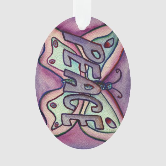 Peace Butterfly Word Kunstschatz Vernissage Ornament (Vorderseite)