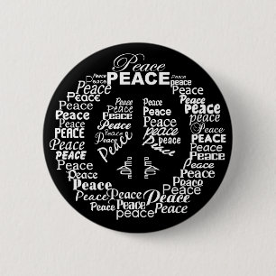 Peace button - Black & White
