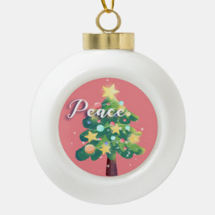 Peace Capton Karton Weihnachtsbaum Pink Keramik Kugel-Ornament