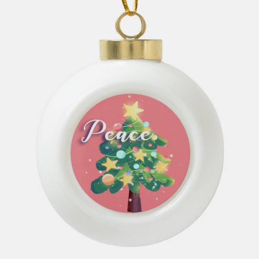 Peace Capton Karton Weihnachtsbaum Pink Keramik Kugel-Ornament (Vorderseite)