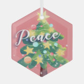 Peace Carton Weihnachtsbaum Rosa Metalldekoration Ornament Aus Glas (Vorderseite)