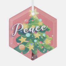 Peace Carton Weihnachtsbaum Rosa Metalldekoration