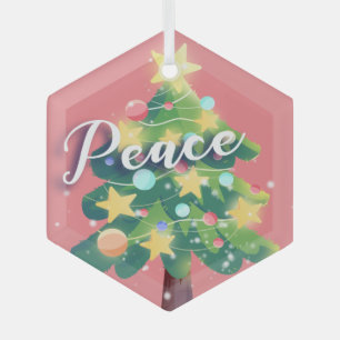 Peace Carton Weihnachtsbaum Rosa Metalldekoration Ornament Aus Glas