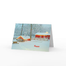 Peace Christmas Card mit einer schneebedeckten Far