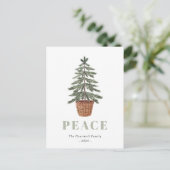 Peace Christmas Evergreen Treff Simple Feiertagspostkarte (Stehend Vorderseite)