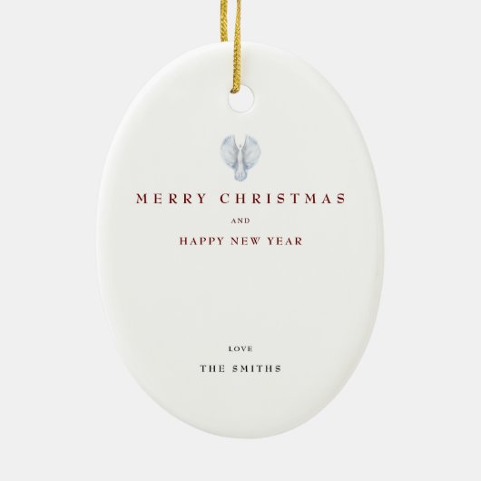 Peace Christmas Holiday New Years Dove Flat Card Keramik Ornament (Hinten)
