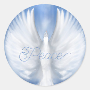 Peace Christmas Holiday New Years Dove Flat Card Runder Aufkleber