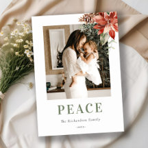 Peace Christmas Poinsettia Foto Watercolor