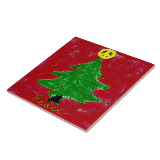 Peace Christmas Tree Abstrakt Art Fliese (Seite)