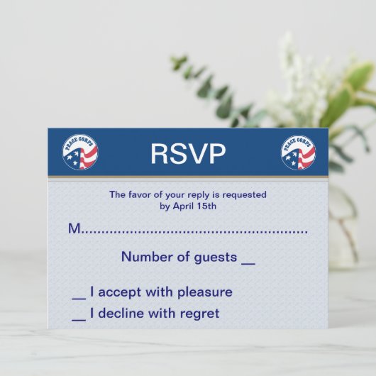 Peace Corps Wedding RSVP Cards Einladung (Stehend Vorderseite)