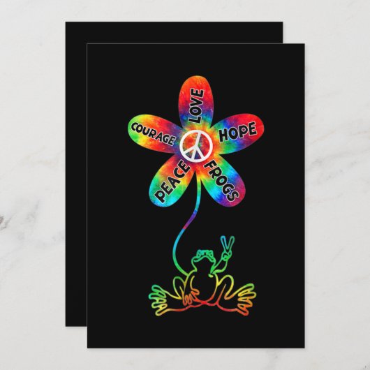 Peace Courage Liebe Hope Frogs Hippie Einladung (Vorne/Hinten)