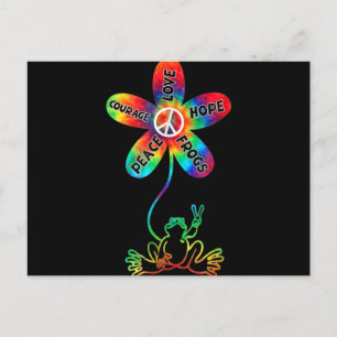 Peace Courage Liebe Hope Frogs Hippie Feiertagspostkarte
