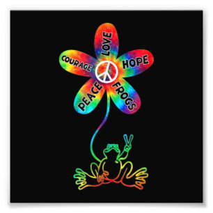 Peace Courage Liebe Hope Frogs Hippie Fotodruck