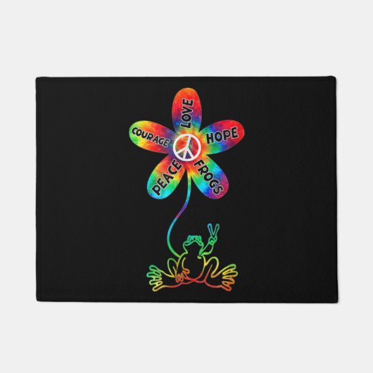 Peace Courage Liebe Hope Frogs Hippie Fußmatte (Vorderseite)