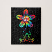 Peace Courage Liebe Hope Frogs Hippie Puzzle (Vertikal)