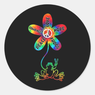Peace Courage Liebe Hope Frogs Hippie Runder Aufkleber