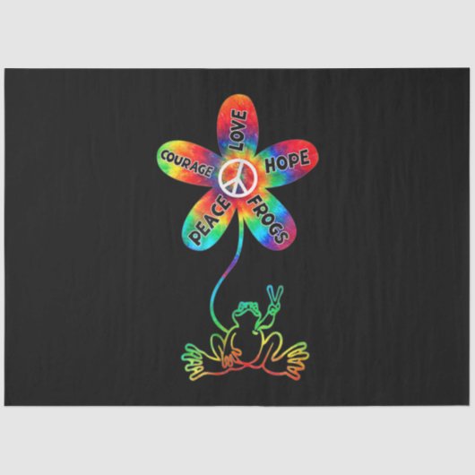 Peace Courage Liebe Hope Frogs Hippie Seidenpapier (Vorderseite)