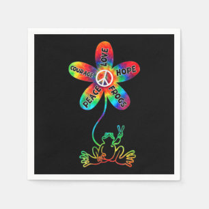Peace Courage Liebe Hope Frogs Hippie Serviette