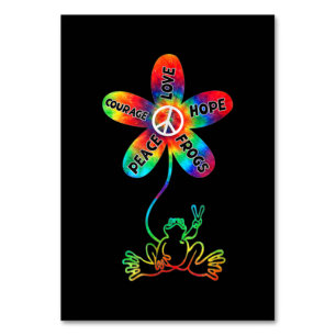 Peace Courage Liebe Hope Frogs Hippie Tischnummer