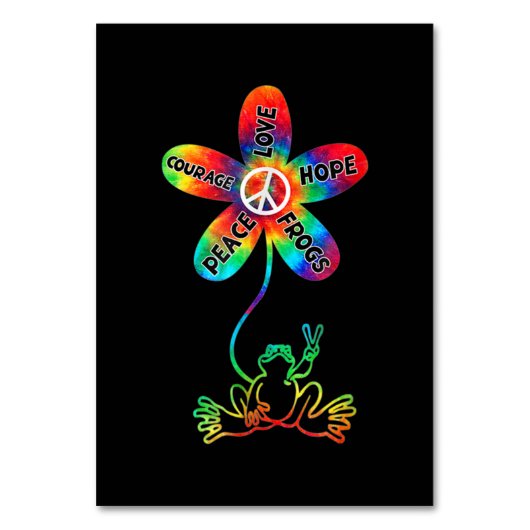 Peace Courage Liebe Hope Frogs Hippie Tischnummer (Vorderseite)