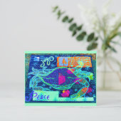 Peace Crab Collage Postkarte (Stehend Vorderseite)