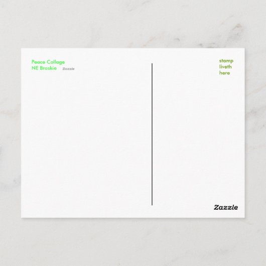 Peace Crab Collage Postkarte (Rückseite)