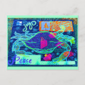 Peace Crab Collage Postkarte (Vorderseite)