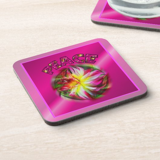 Peace Dahlia Blume Inspiration Untersetzer Set (Linke Seite)