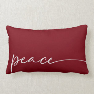 Peace Deep Red Elegant Script Typografie Weihnacht Lendenkissen