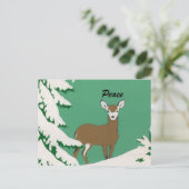 Peace Deer Snow Winter Szene Postkarte (Stehend Vorderseite)