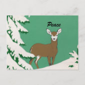 Peace Deer Snow Winter Szene Postkarte (Vorderseite)
