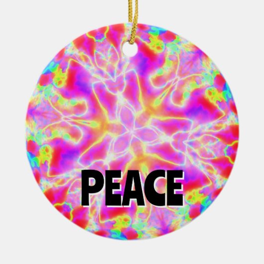 PEACE ( die Worte ändern) Keramik Ornament (Vorne)