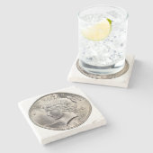 Peace Dollar Stone Untersetzer (Seitenansicht)