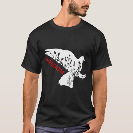 Peace Dom White Dove Says Dom Usa Red Dom Saying T-Shirt (Vorderseite)