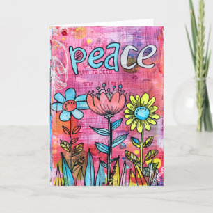 *~**~ PEACE Doodle Art farbenfrohe whimsistische B Dankeskarte